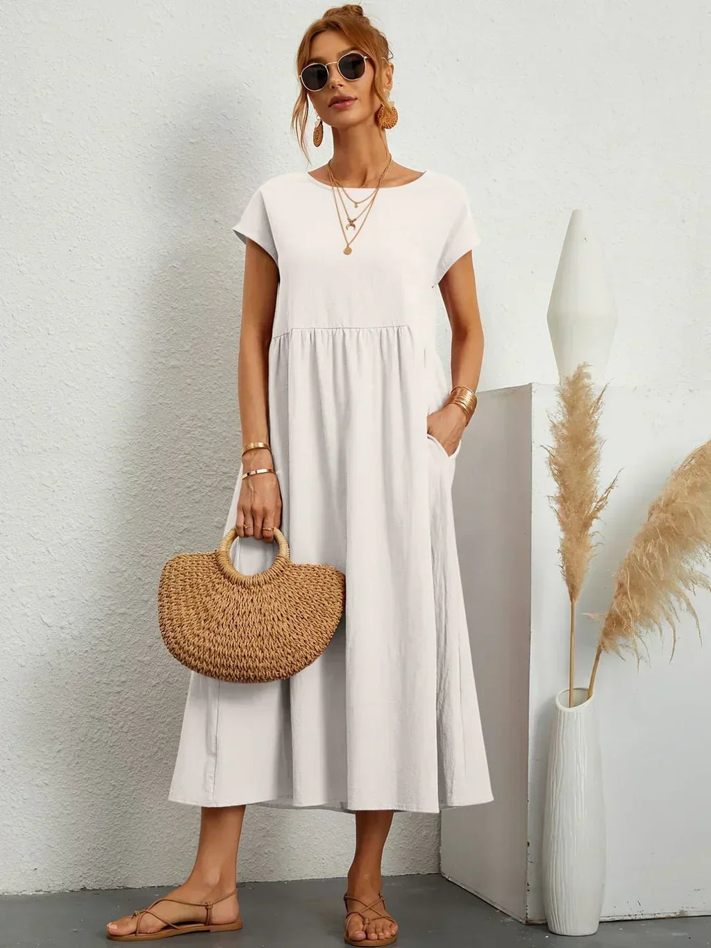 Naomi | Luftiges Maxikleid mit Taschen