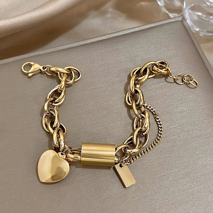 Goldenes Herz-Charm-Armband