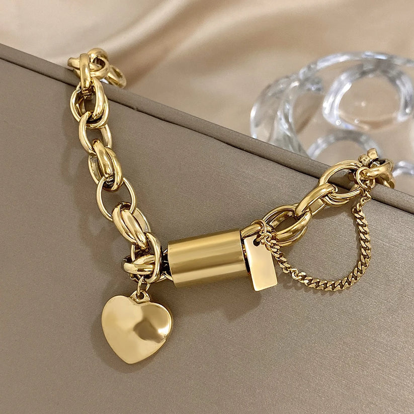 Goldenes Herz-Charm-Armband