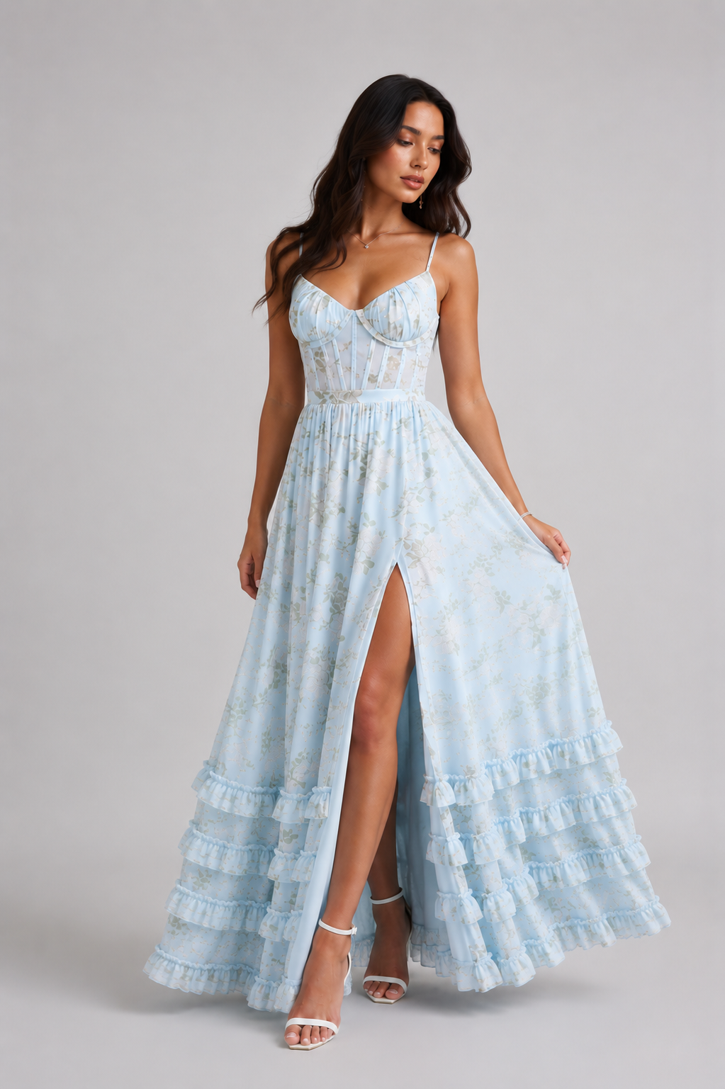 Violet | Elegantes Maxikleid mit Volants