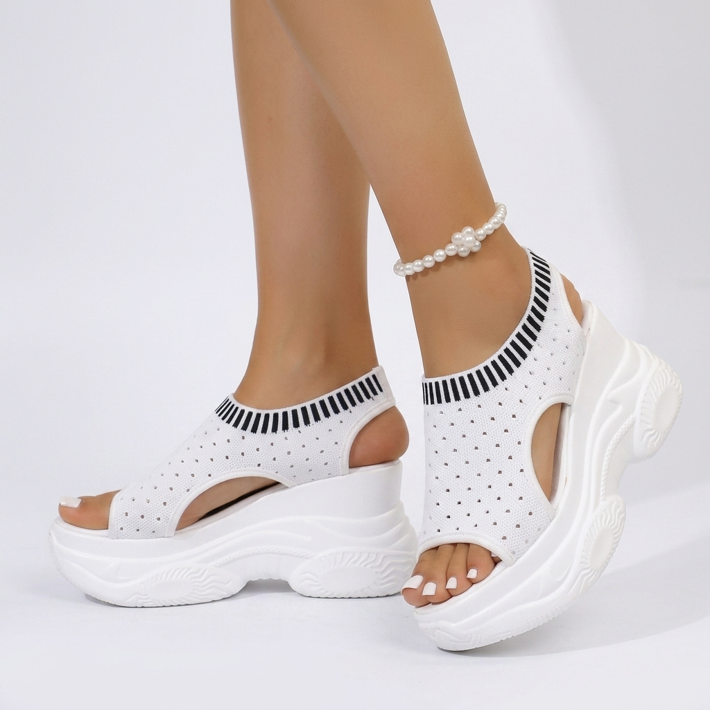 Rosé — Sandale plateforme strass urban chic audacieux