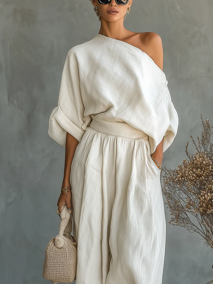 Susan | Elegantes Zweiteiler Set in Leinenoptik