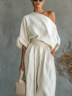 Susan | Elegantes Zweiteiler Set in Leinenoptik