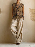 Davina | Dreiteiliges Leinenlook Set
