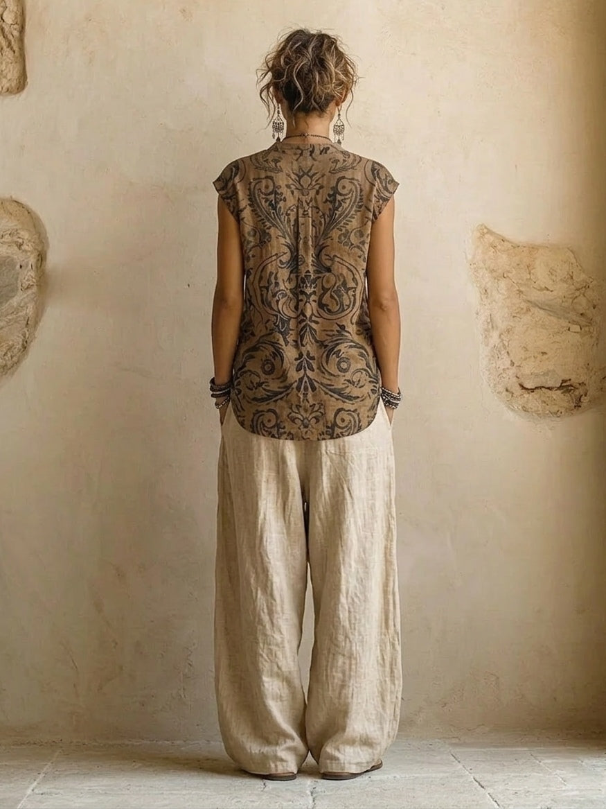 Davina | Dreiteiliges Leinenlook Set
