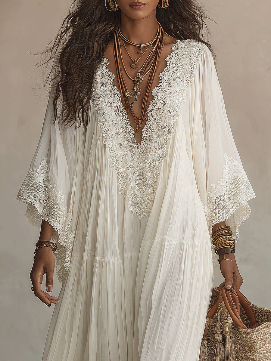 Moreau lyon | maxi-kleid mit spitze für damen
