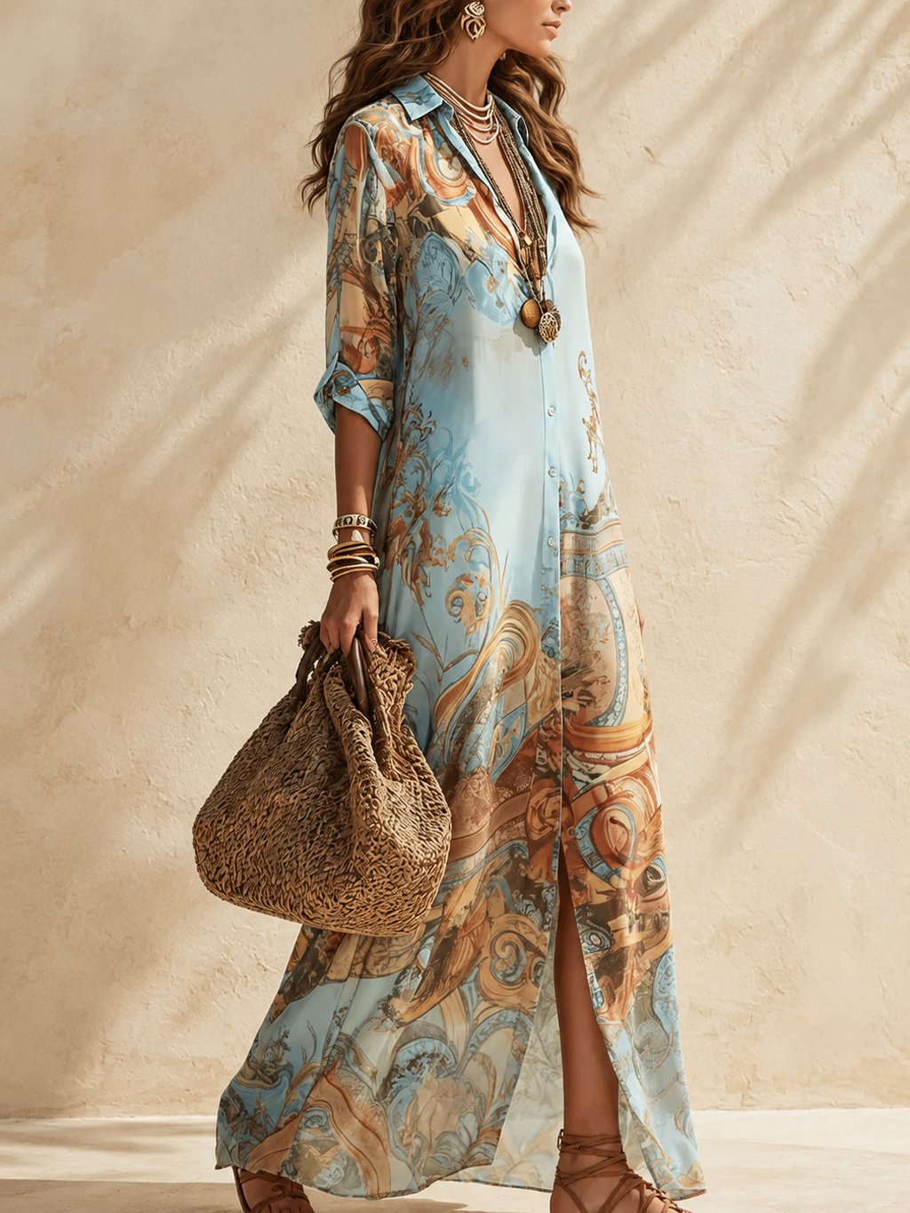 Vivian | Elegantes Maxikleid mit kunstvollem Muster