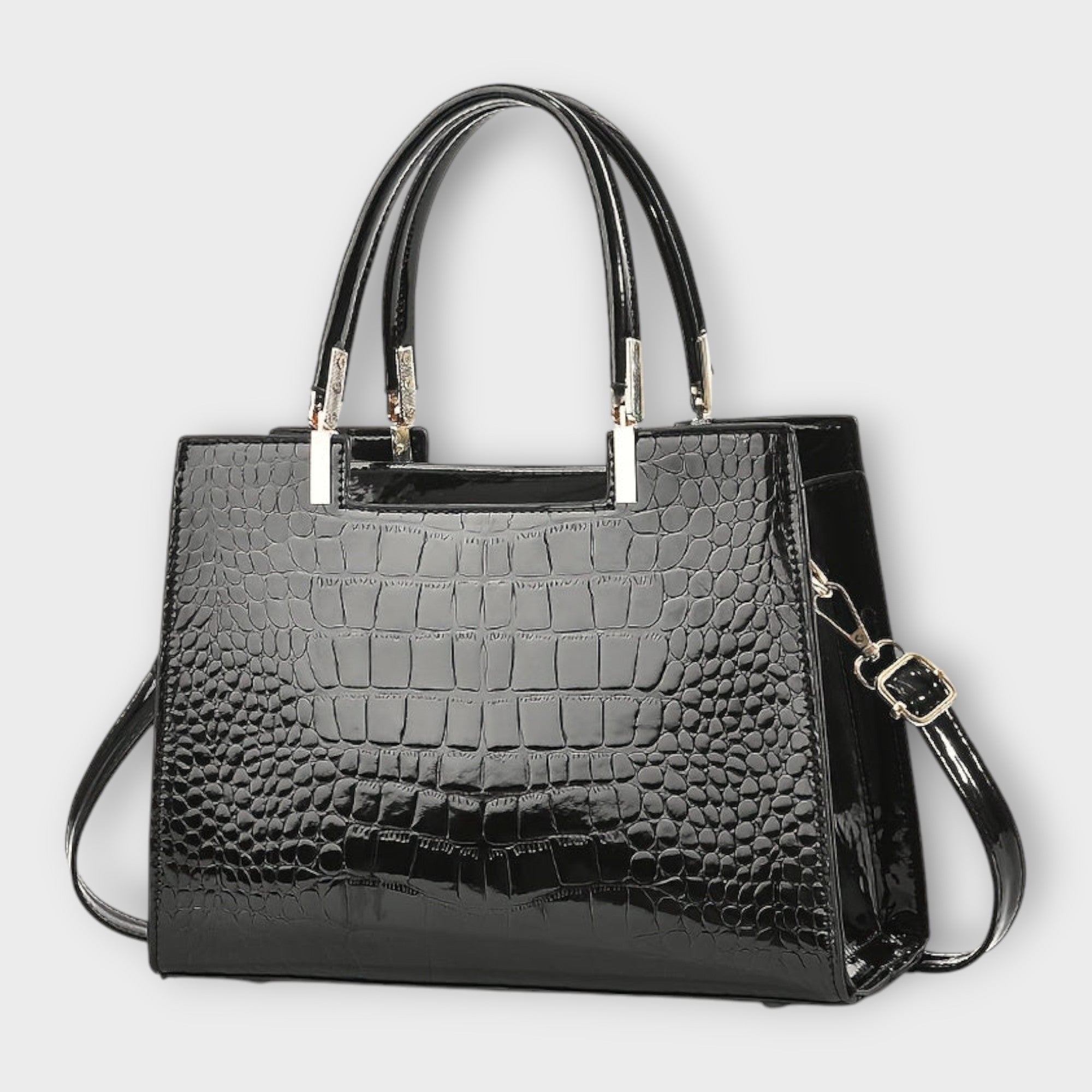 Maison Verdelle - Handtasche mit glänzendem Krokodilleder-Muster