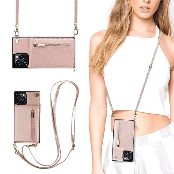 Roseline - Coque iPhone avec cordon et porte-cartes