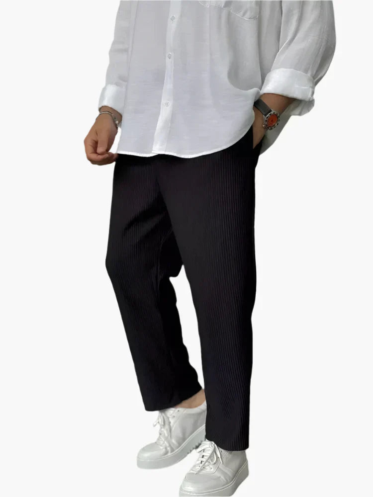 Herren Relax Fit Plissee Hose – Eleganter und Bequemer Alltags- und Business-Look