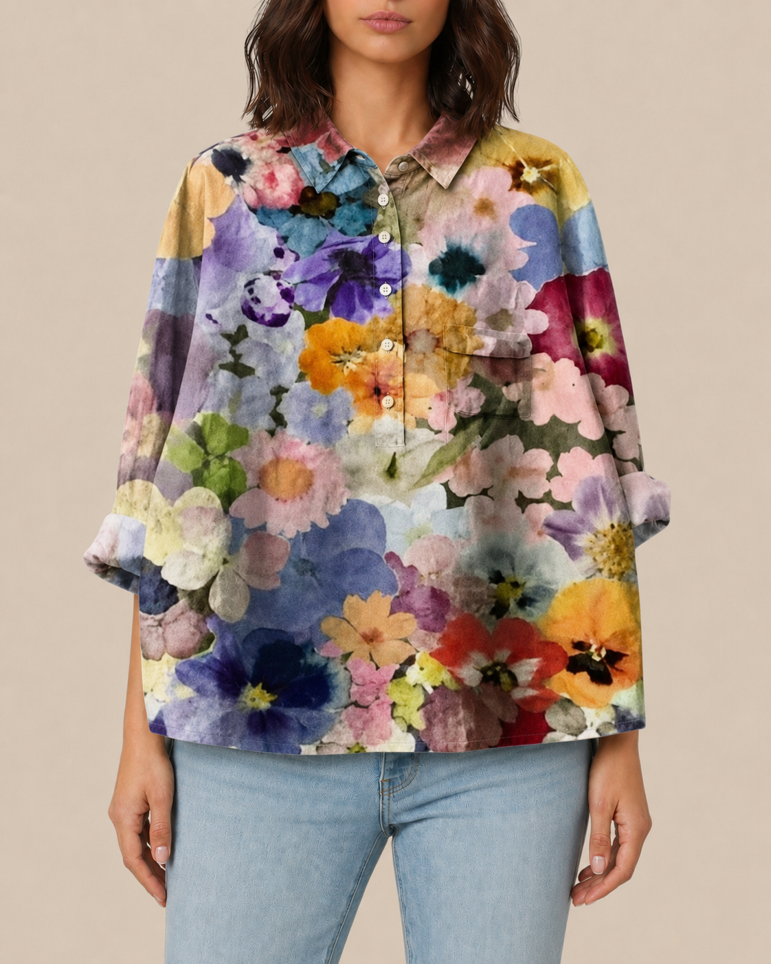 Romina | Bluse mit Künstlerprint