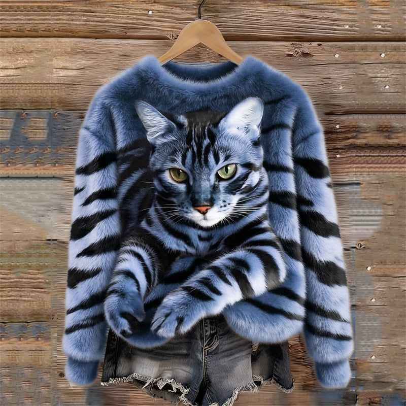 Rosilda - Sweat En Peluche Douillet À Motif Tigre Et Chat Tigré