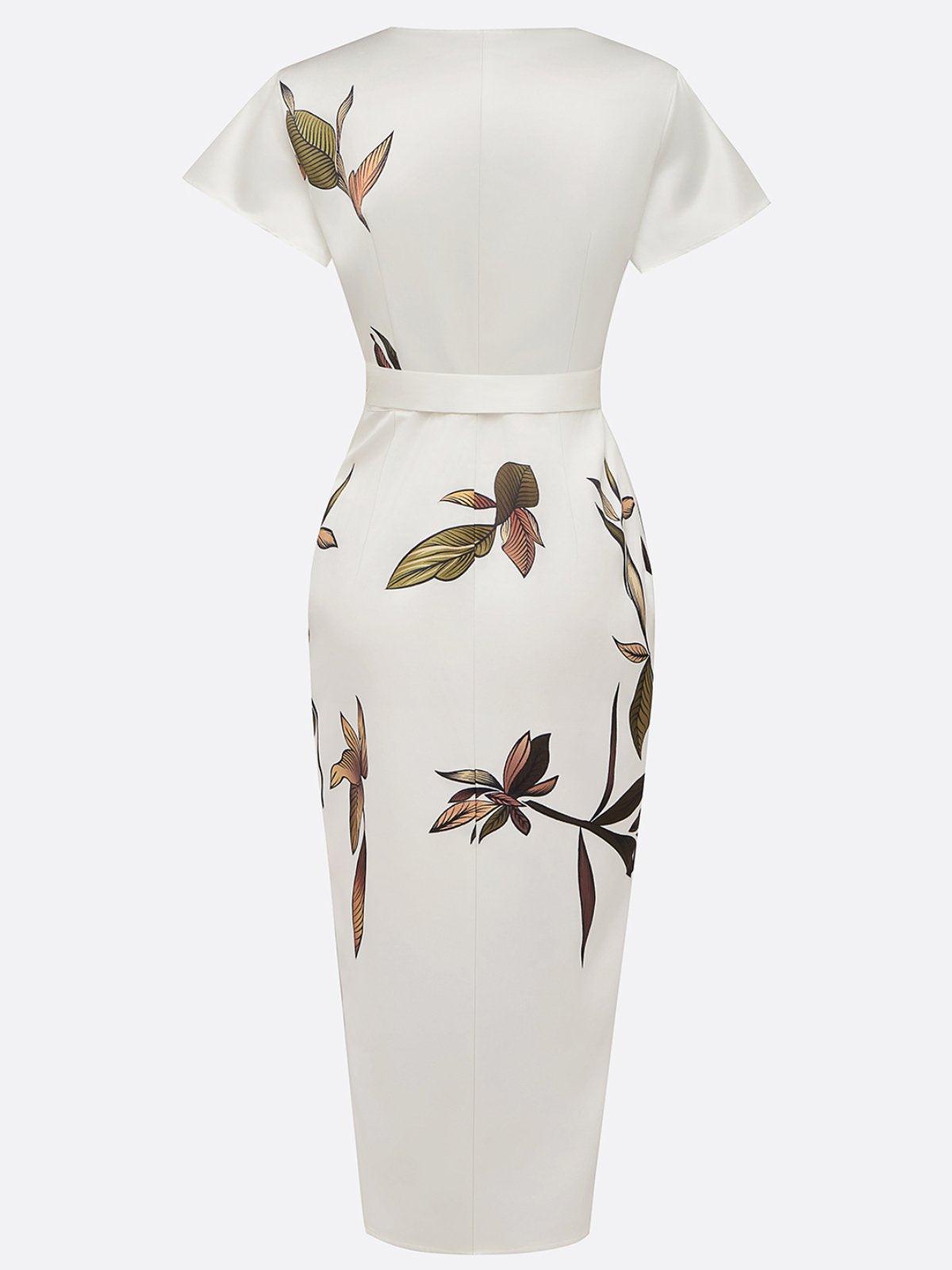 Michelle | Midikleid mit botanischem Wickeldesign