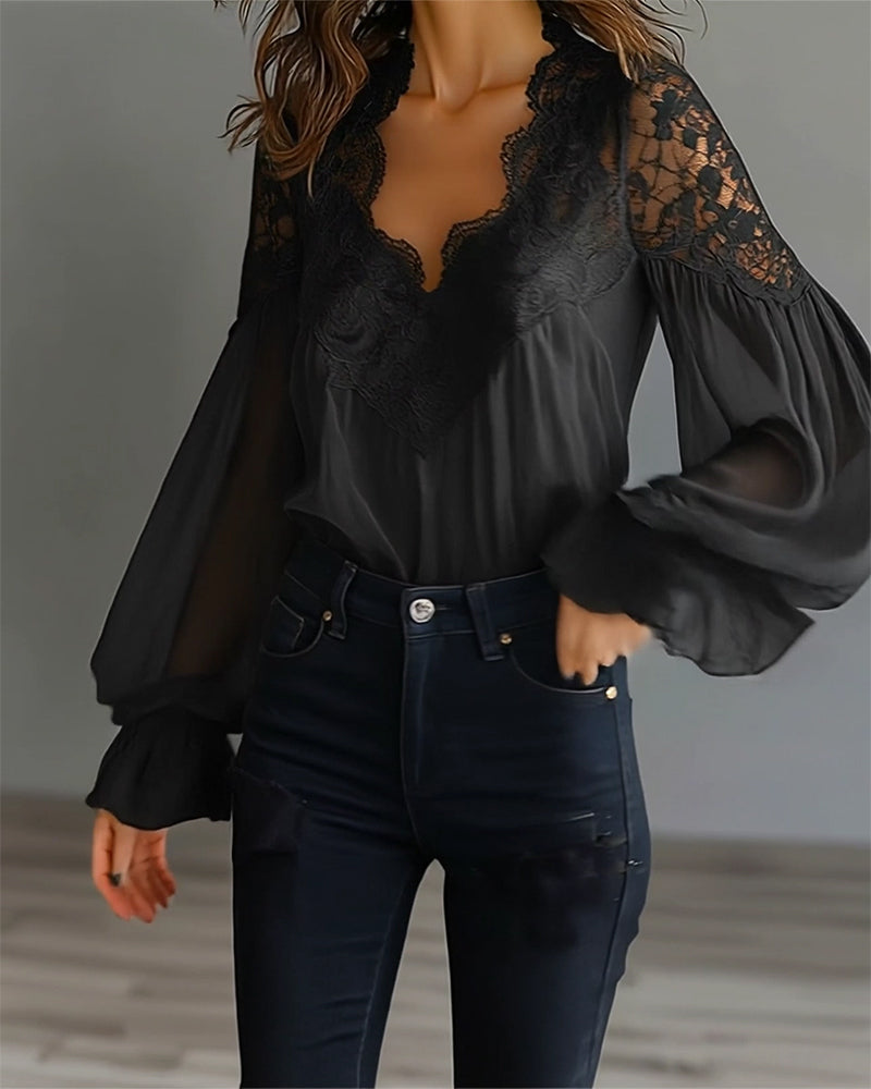 Lucia | Bluse mit Spitzenbesatz