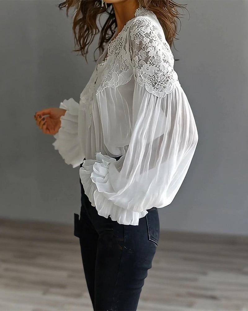 Lucia | Bluse mit Spitzenbesatz