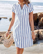 Martine | Gestreiftes Hemdblusenkleid