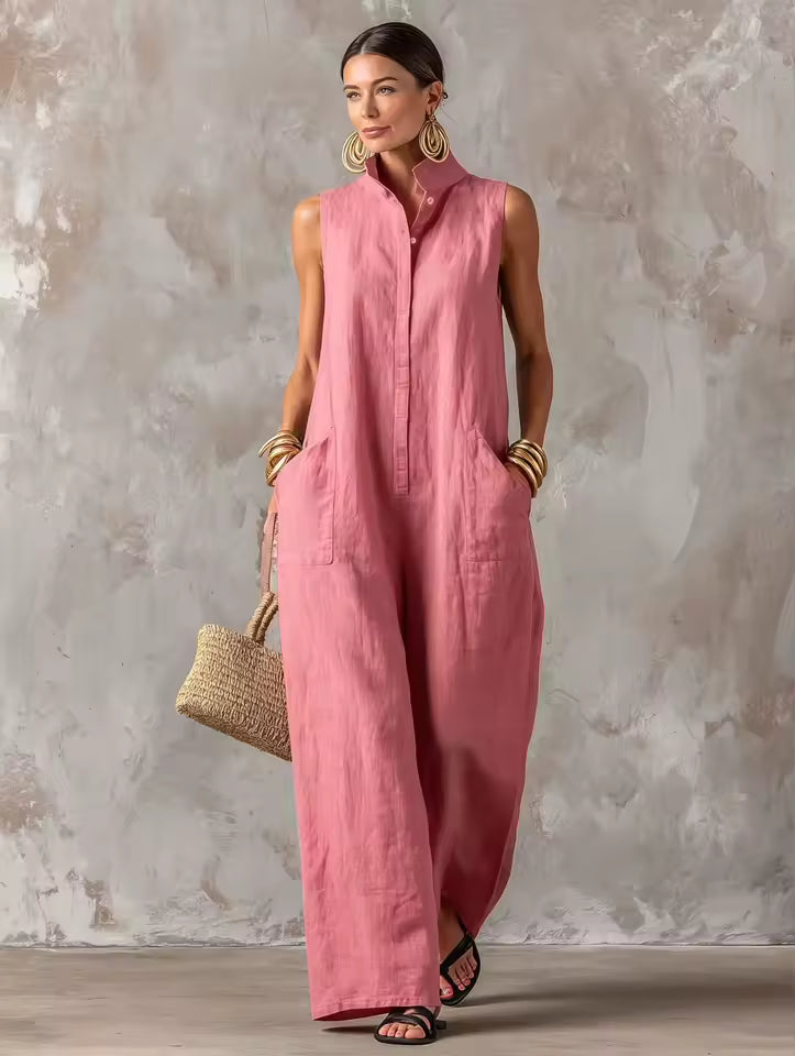 Stacy | Ärmelloser Jumpsuit mit weitem Bein
