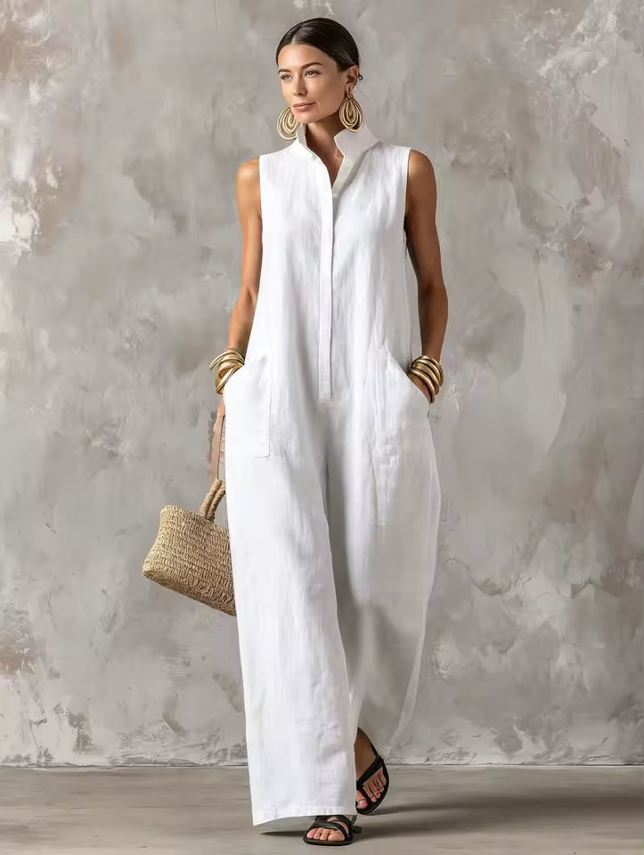 Stacy | Ärmelloser Jumpsuit mit weitem Bein